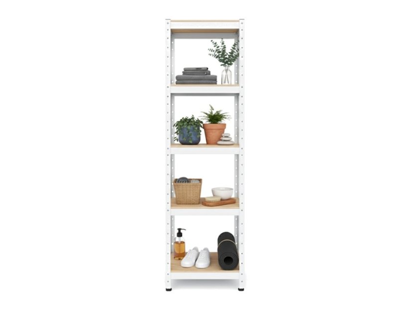 Regál 1800x400x400 mm lakovaný 5-policový, nosnosť 875 kg - biely