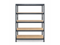 Regál 1800x900x400 mm robustní lakovaný 5-policový, nosnost 1000 kg - černý - 2ks