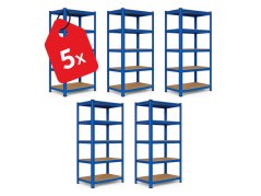 Regál 1800x900x400 mm lakovaný 5-policový, nosnost 875 kg - modrý - 5ks