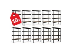Regál 1800x1600x500 mm profesionálny 4-policový, nosnosť 1600 kg - čierny - 10ks