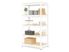 Regál 1800x900x400 mm lakovaný 5-policový, nosnost 875 kg - bílý
