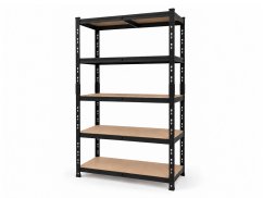 Regál 1800x900x400 mm lakovaný 5-policový, nosnost 1000 kg - černý