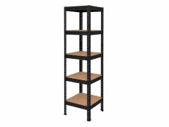 Regál 1830x400x400 mm lakovaný 5-policový, nosnost 1000 kg, RIVET - černý