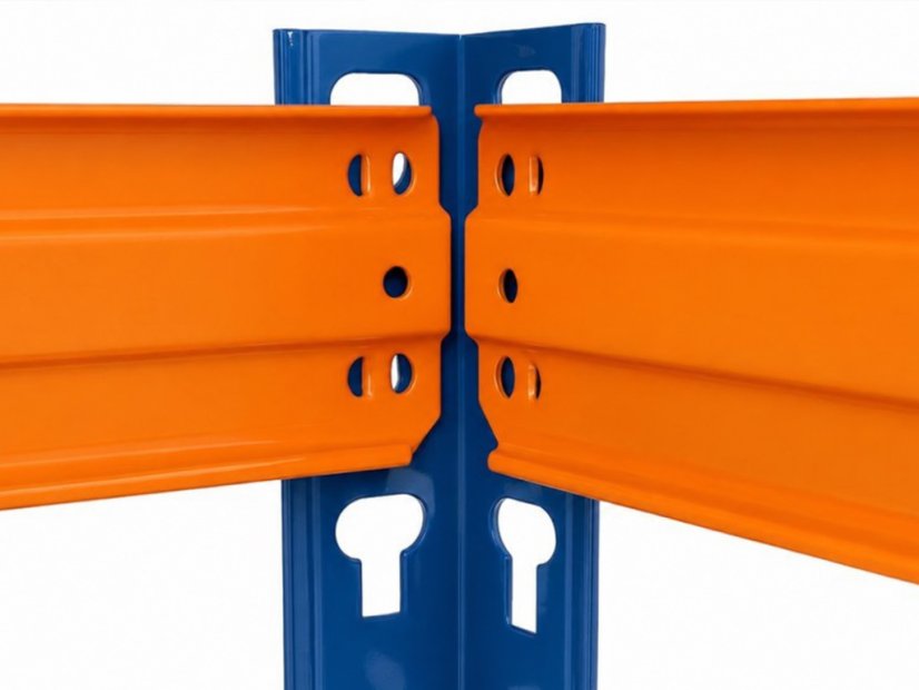 Polcrendszer 1800x900x400 mm festett 5 polcos, teherbírás 1000 kg - kék-narancs