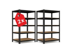 Regál 2160x1200x500 mm profesionálny 5-policový, nosnosť 2000 kg - čierny - 2ks