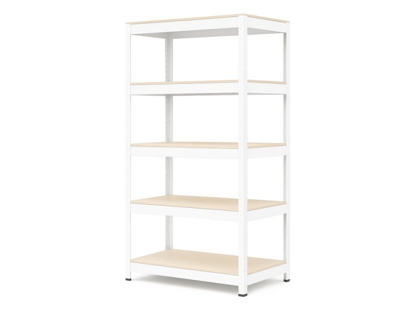 Regál 1800x900x400 mm lakovaný 5-policový, nosnost 875 kg - bílý
