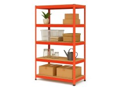 Regál 1800x900x400 mm lakovaný 5-policový, nosnost 875 kg - červený