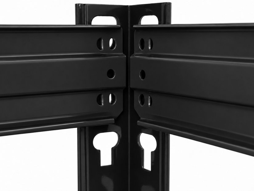 Polcrendszer 1800x900x400 mm festett 5 polcos, teherbírás 1000 kg - fekete