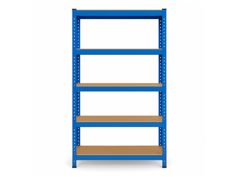 Regál 1500x700x300 mm lakovaný 4-policový, nosnost 700 kg - modrý - 5ks