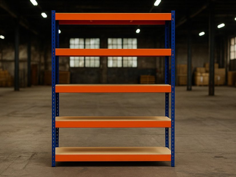Regál 2500x1600x500 mm profesionální 5-policový, nosnost 2000 kg - modro-oranžový