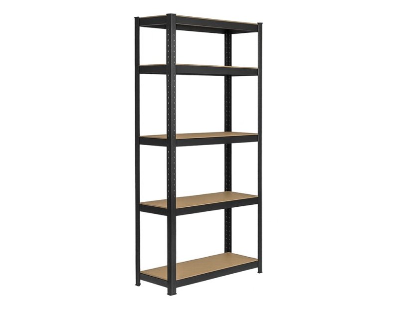 Regál 1800x900x300 mm lakovaný 5-policový, nosnost 875 kg - černý - 5ks