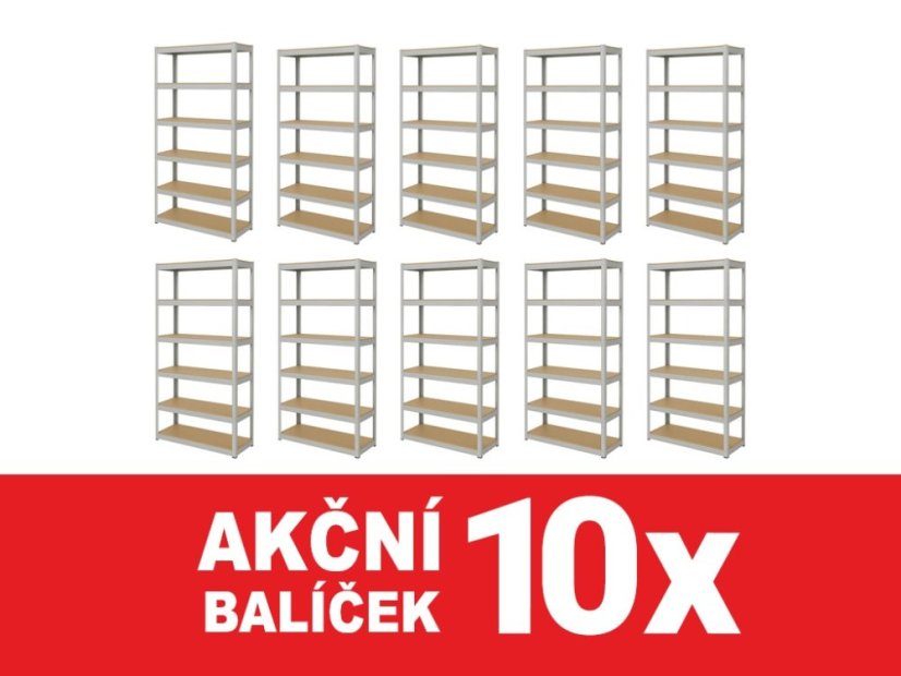 Regál 2200x1000x600 mm zinkovaný 6-policový, nosnost 1050 kg - 10ks