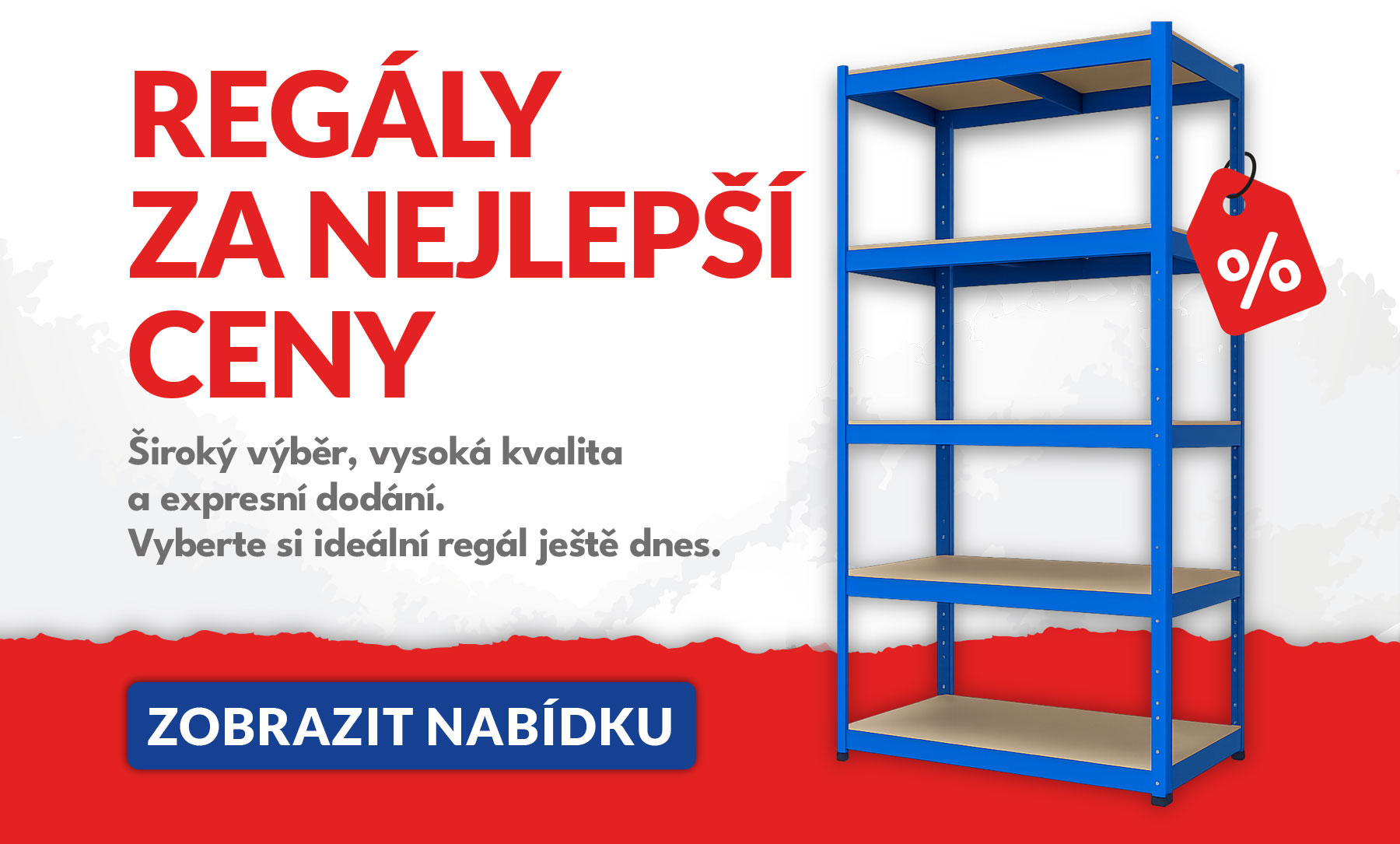 Levné kovové regály skladem od 599 Kč, nosnost až 1050 kg