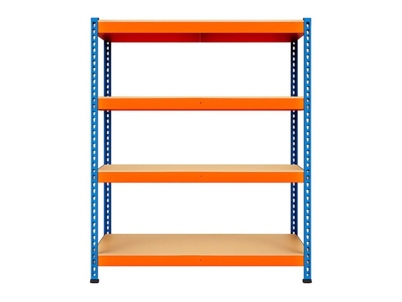 Regál 1800x1600x500 mm profesionální 4-policový, nosnost 1600 kg - modro-oranžový