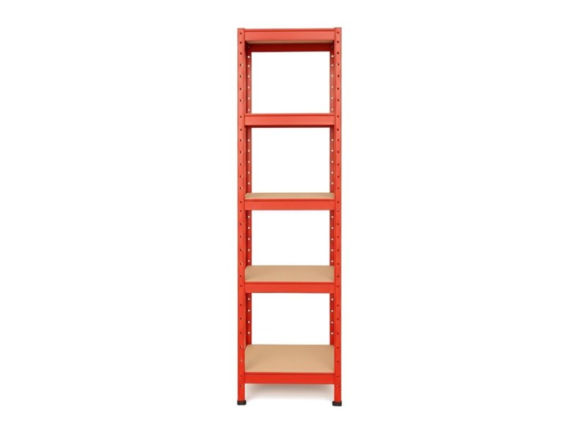 Regál 1800x400x400 mm lakovaný 5-policový, nosnost 875 kg - červený - 5ks