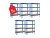 Regál 1500x700x300 mm lakovaný 4-policový, nosnost 700 kg - modrý - 5ks