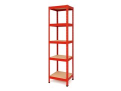 Regál 1800x400x400 mm lakovaný 5-policový, nosnost 875 kg - červený