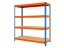 Regál 1800x1600x500 mm profesionální 4-policový, nosnost 1600 kg - modro-oranžový