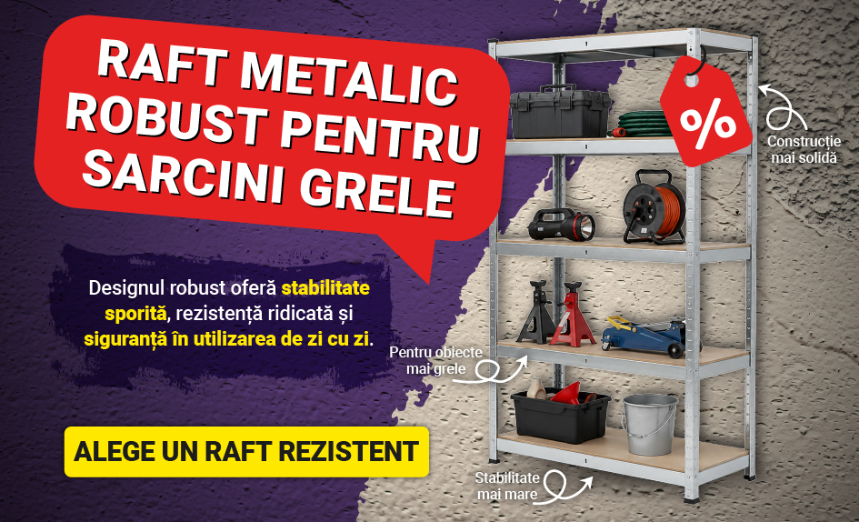 Raft metalic robust pentru sarcini grele – construcție solidă și stabilitate ridicată Raft metalic robust pentru sarcini grele – construcție solidă și stabilitate ridicată