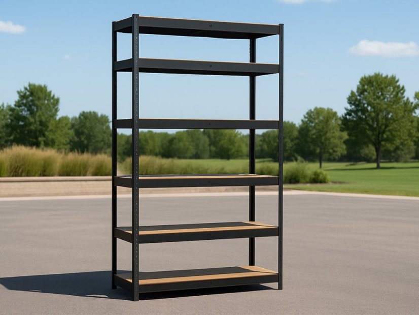 Regál 2200x1000x600 mm lakovaný 6-policový, nosnost 1050 kg - černý