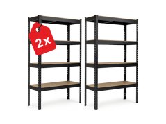 Regál 1680x1600x600 mm profesionálny 4-policový, nosnosť 1600 kg - čierny - 2ks