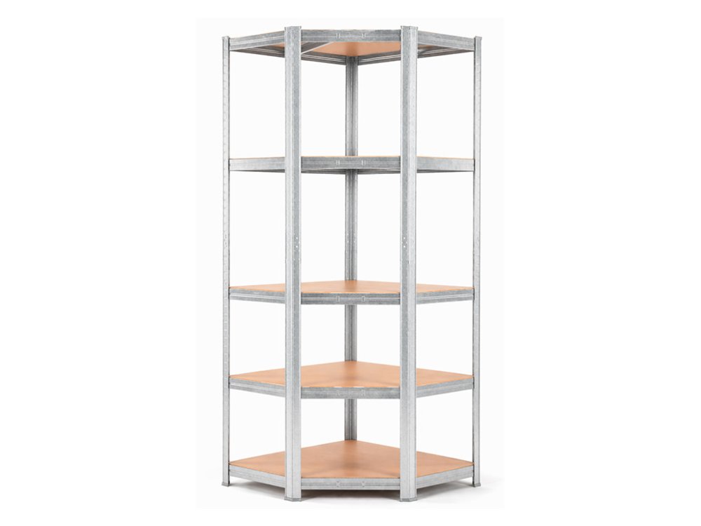 Regál 1800x900x400 mm rohový zinkovaný 5-policový, nosnost 875 kg