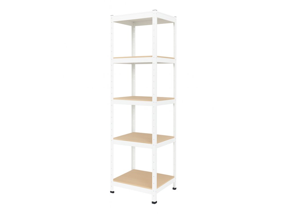 Regál 180x40x40 cm lakovaný 5-policový, nosnosť 875 kg - biely