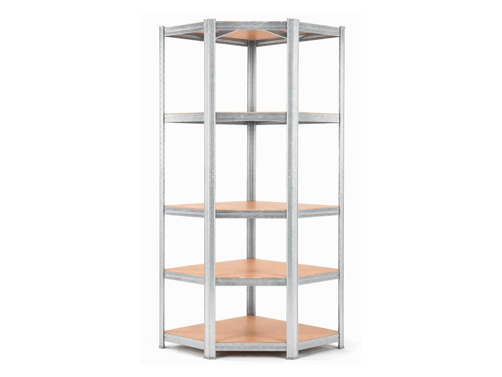 Regál 180x90x40 cm rohový pozinkovaný 5-polícový, nosnosť 875 kg
