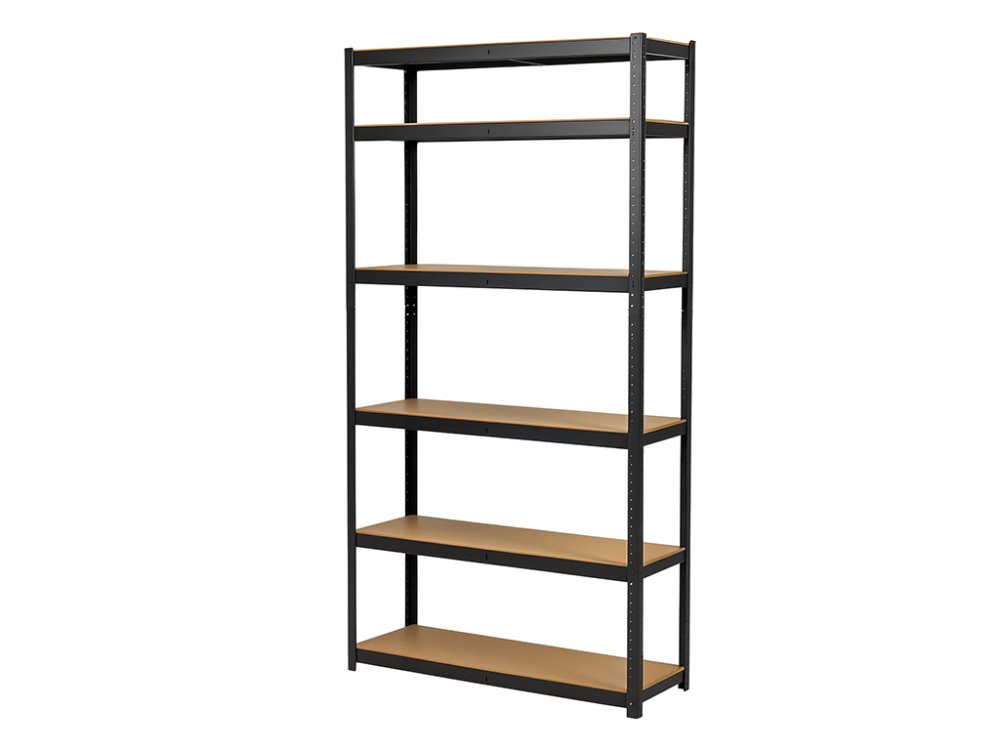 Regál 2400x900x500 mm lakovaný 6-policový, nosnost 1050 kg - černý